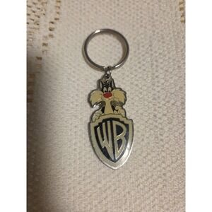 VTG 1993 Sylvester The Cat Warner Bros Logo Keychain Looney Tunes